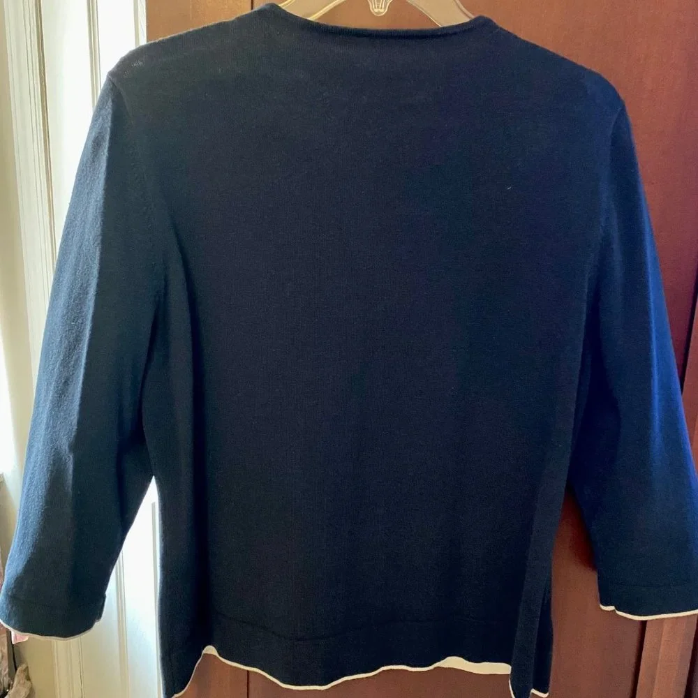 Anne Klein Navy Cardigan Knitware  ~ Size Large - Picture 2 of 4